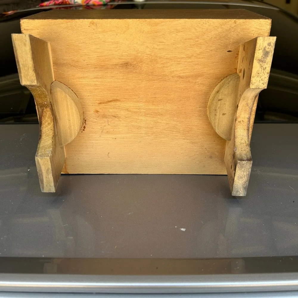 Vintage Shoe Shine Valet Box kit Brown Wood footrest grandpacore